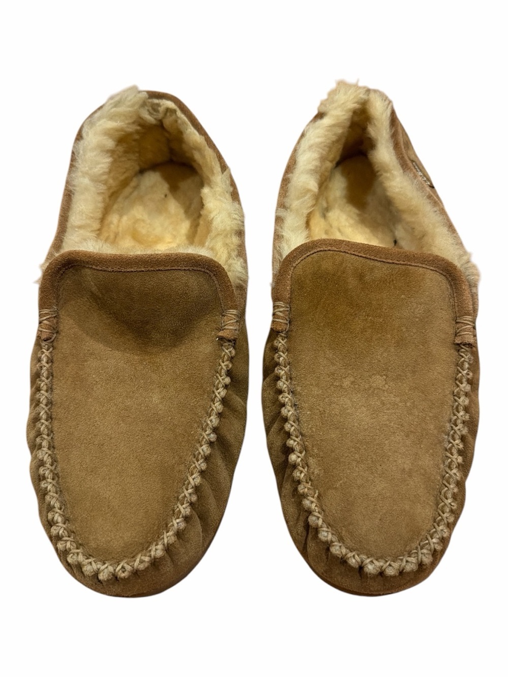 L.L. Bean Chestnut Suede Shearling Moccasin Slippers